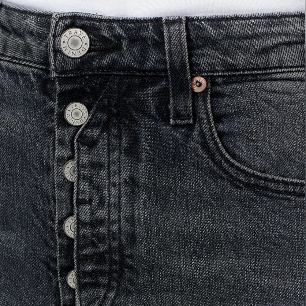 TRAVE denim Lawson slim jeans 27 shades of grey side slits button fly USA